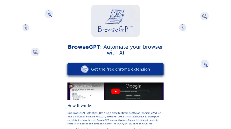 Homepage of browsegpt