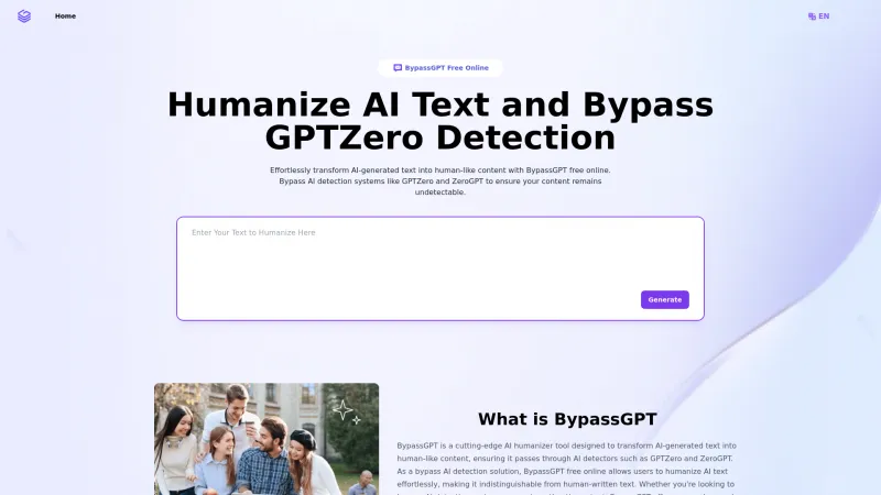 Homepage of bypassgpt