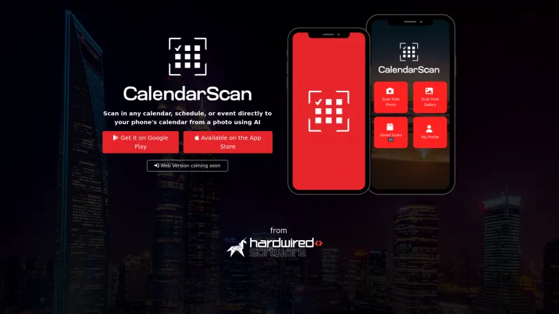 Homepage of calendarscan