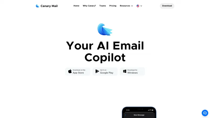 Homepage of canarymail