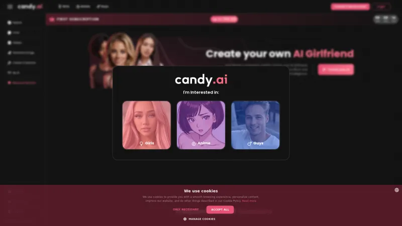 Homepage of candy