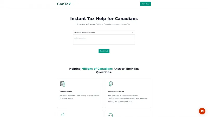 Homepage of cantax