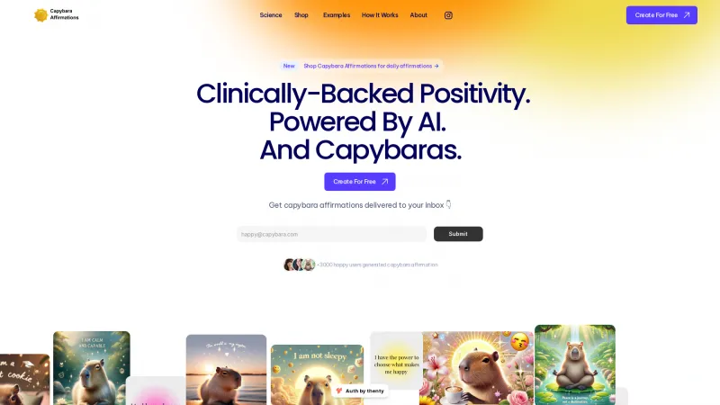 Homepage of capybaraaffirmations