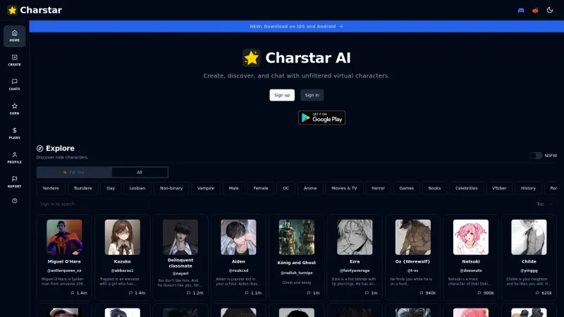 Homepage of charstar