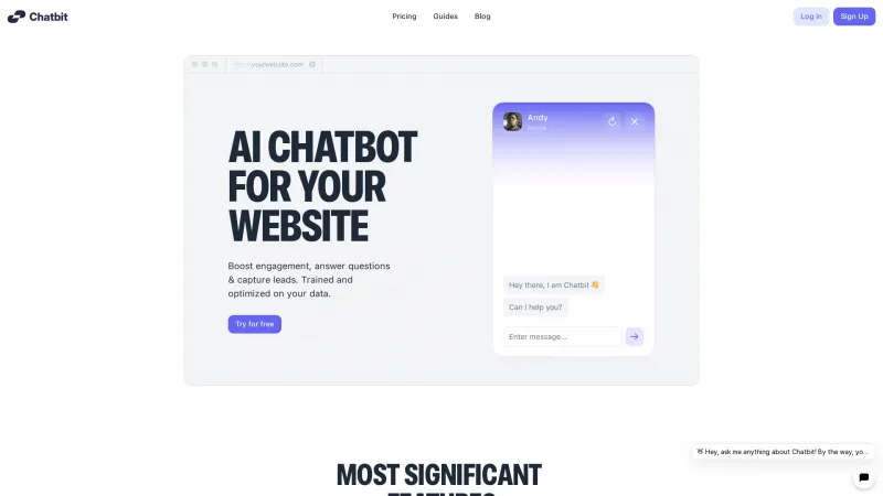 Homepage of chatbit