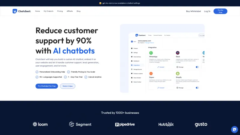 Homepage of chatclient