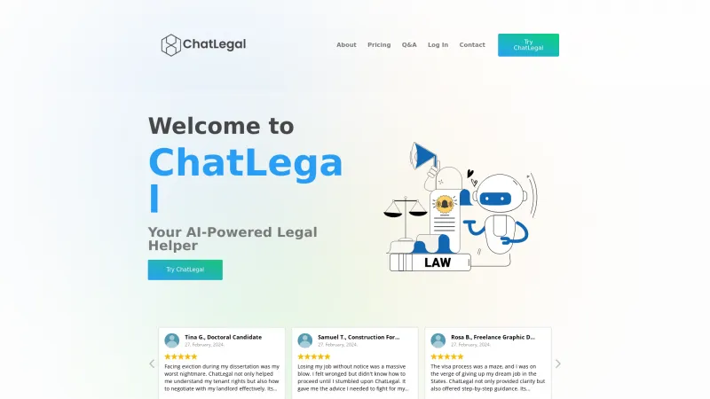 Homepage of chatlegal