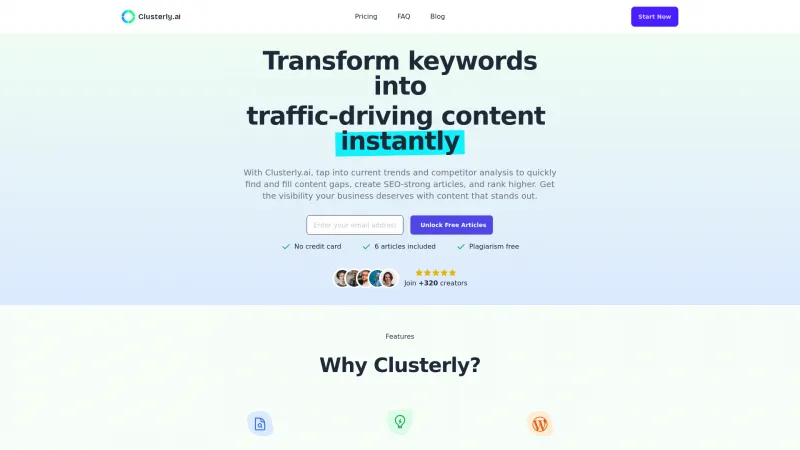 Homepage of clusterly