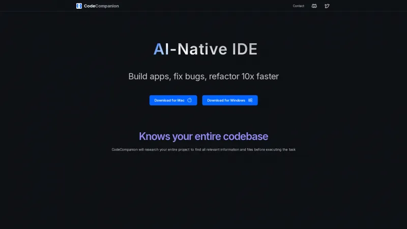 Homepage of codecompanion