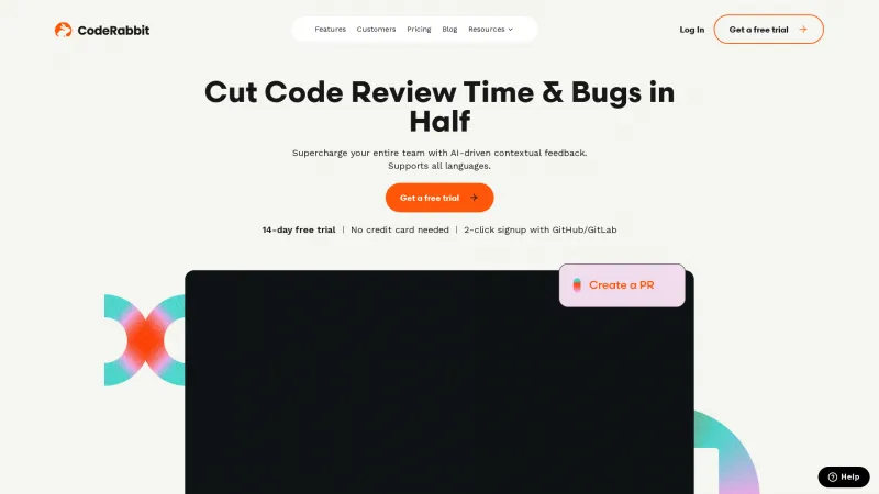 Homepage of coderabbit