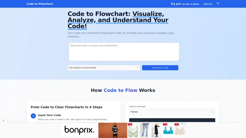 Homepage of codetoflow