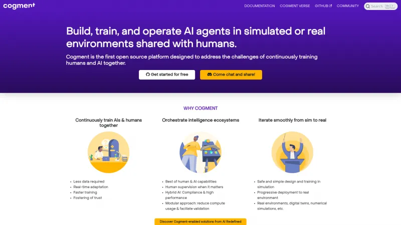 Homepage of cogment