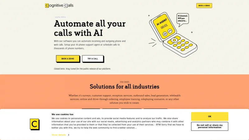 Homepage of cognitivecalls