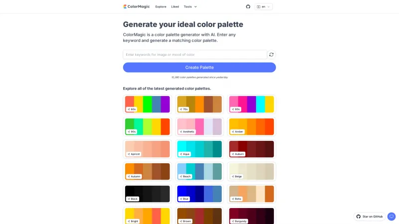 Homepage of colormagic