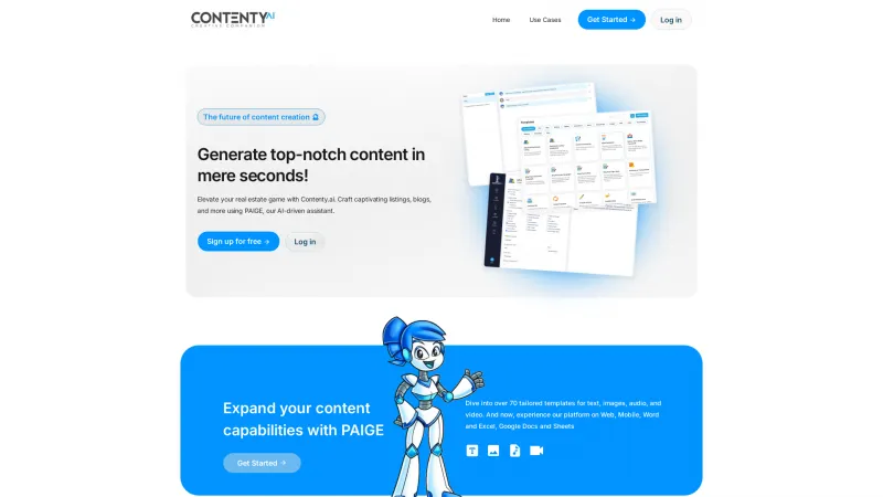 Homepage of contenty