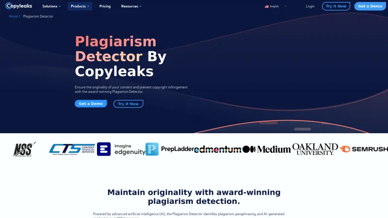 Homepage of copyleaks