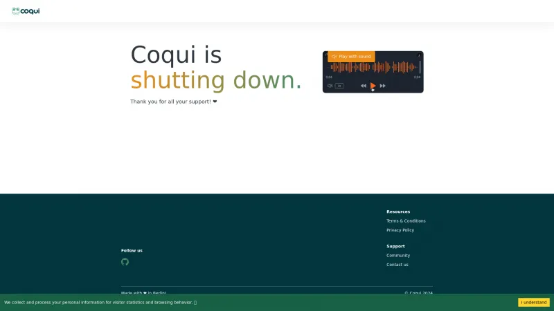 Homepage of coqui