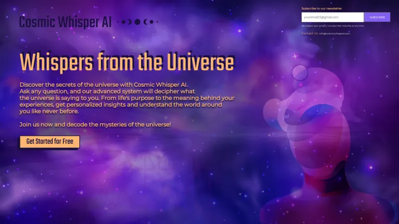 Homepage of cosmicwhisperai