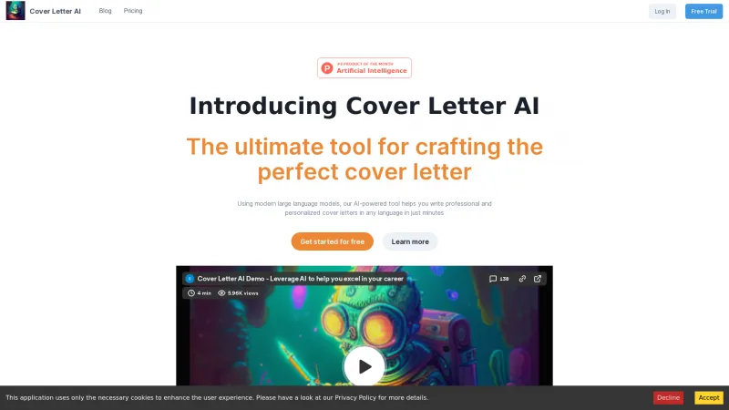 Homepage of coverletter-ai