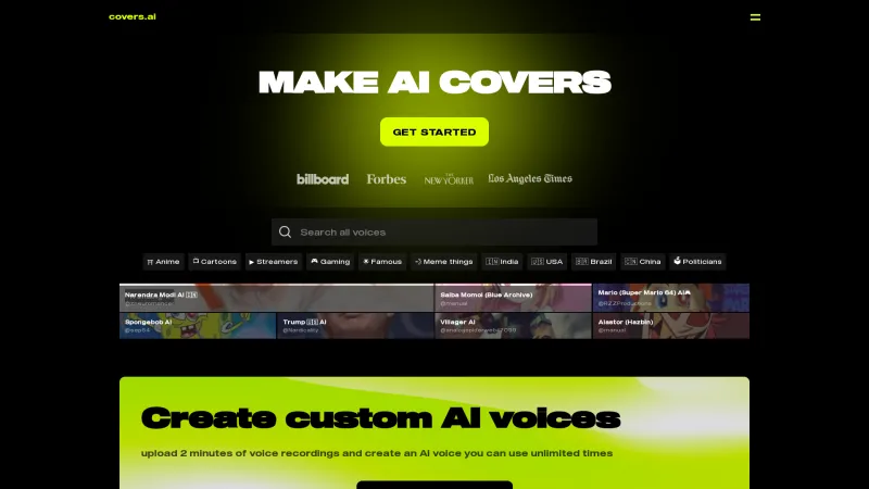 Homepage of covers