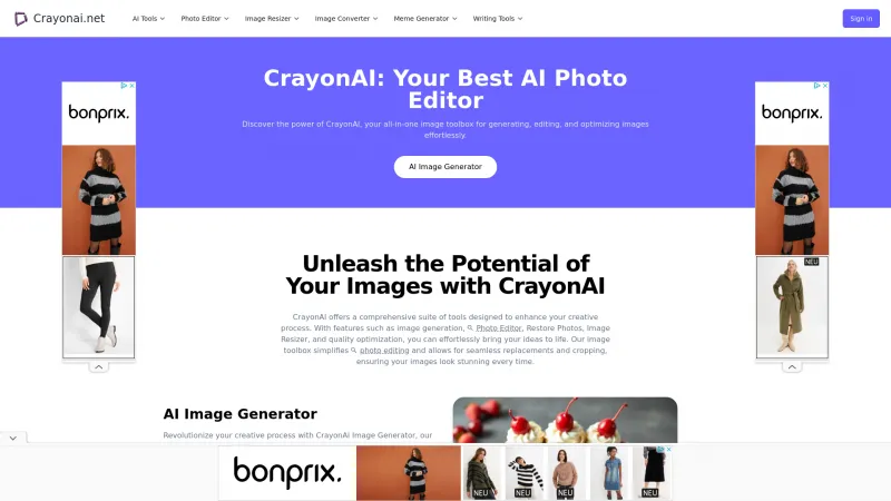 Homepage of crayonai