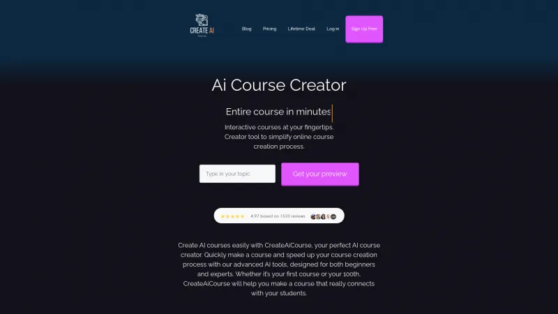 Homepage of createaicourse