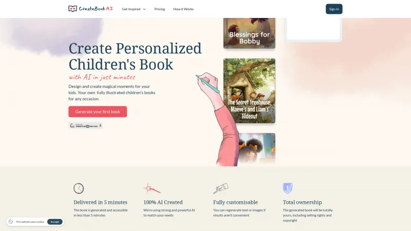 Homepage of createbookai