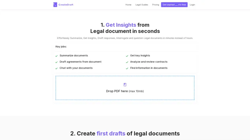 Homepage of createdraft