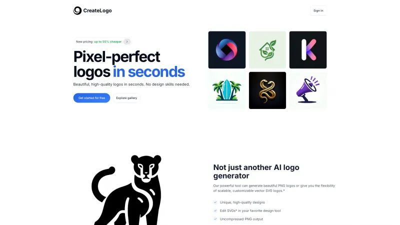 Homepage of createlogo