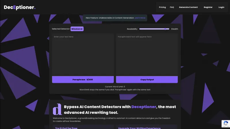 Homepage of deceptioner