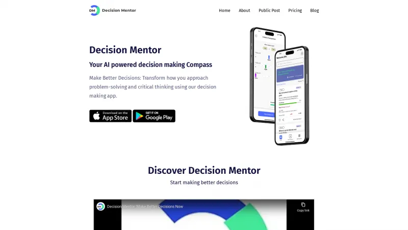 Homepage of decisionmentor