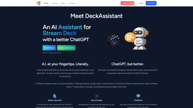 Homepage of deckassistant