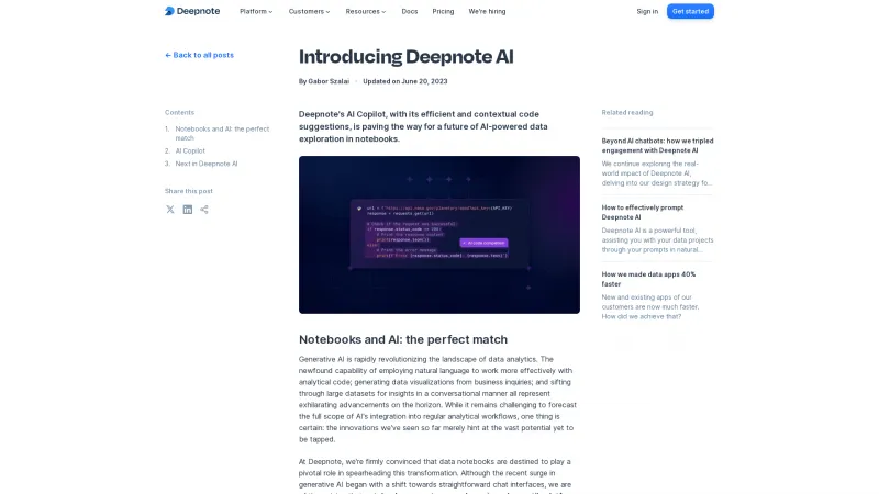 Homepage of deepnote