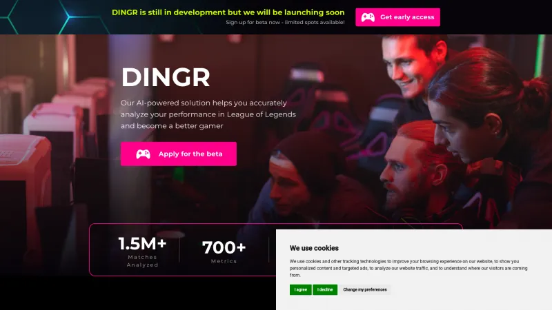 Homepage of dingr