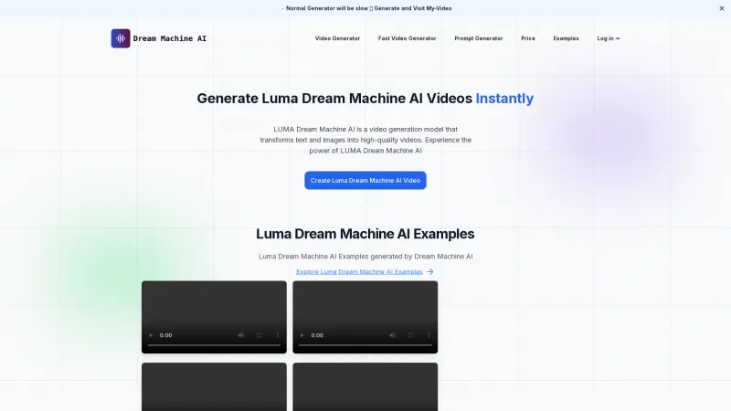 Homepage of dream-machine-ai