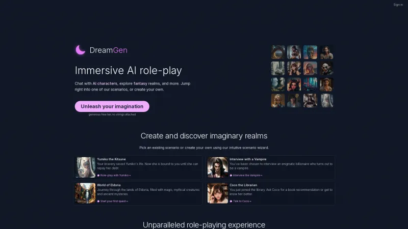 Homepage of dreamgen