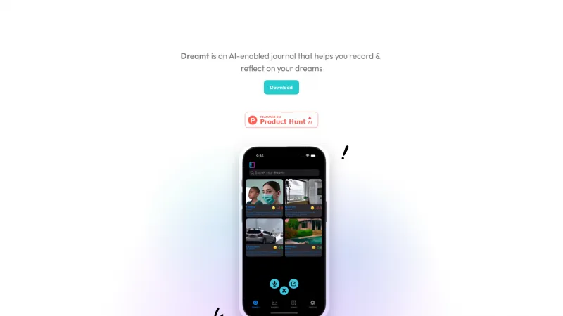 Homepage of dreamtapp