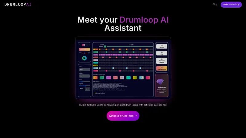 Homepage of drumloopai