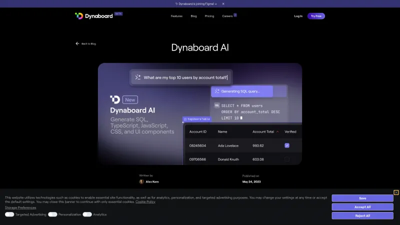 Homepage of dynaboard