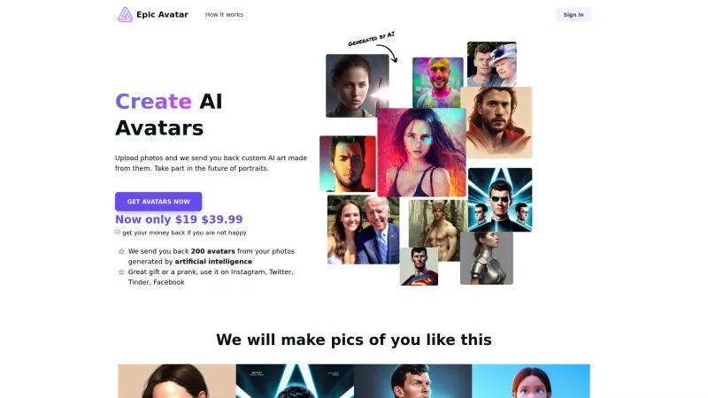 Homepage of epic-avatar