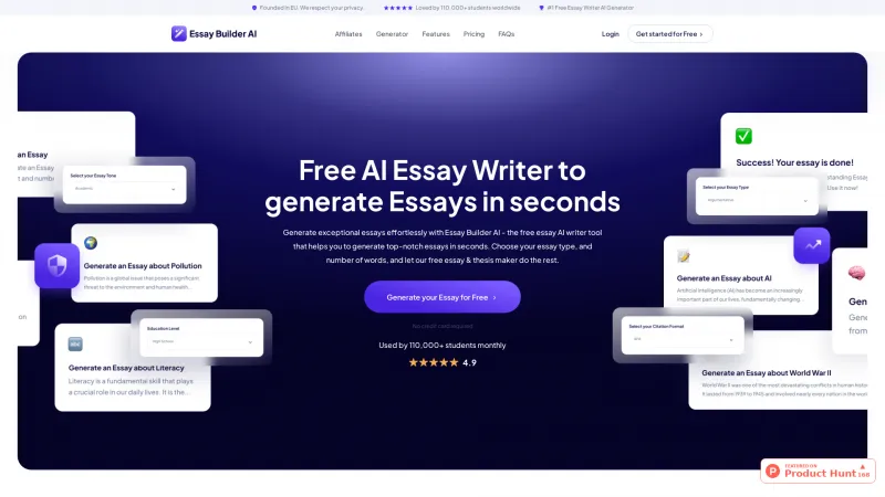 Homepage of essay-builder