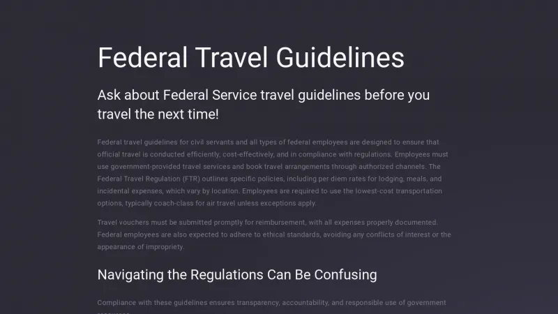 Homepage of federaltravelregulations