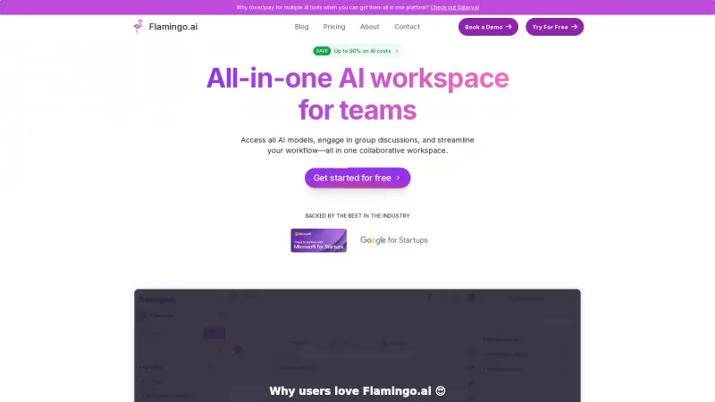 Homepage of flamingo