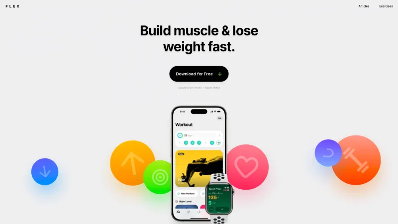 Homepage of flexfitnessapp