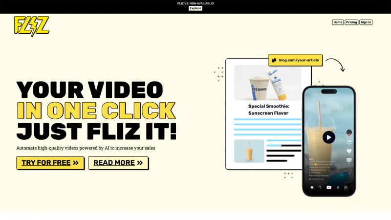 Homepage of fliz