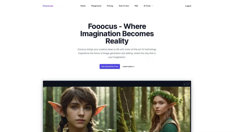 Homepage of fooocus