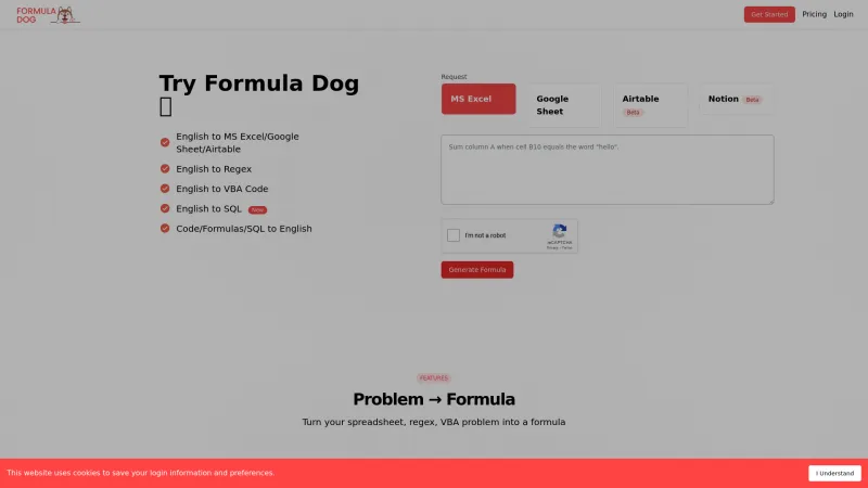 Homepage of formula