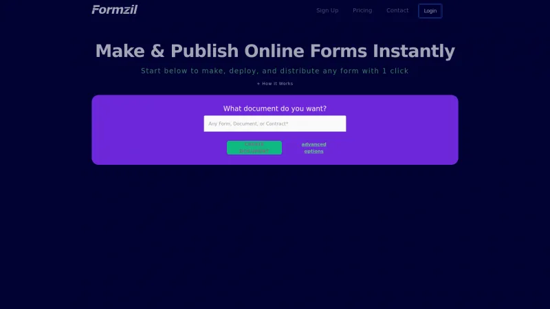 Homepage of formzil