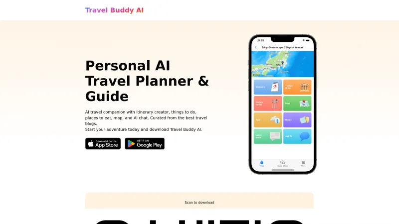 Homepage of gettravelbuddy