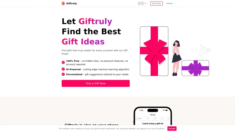 Homepage of giftruly